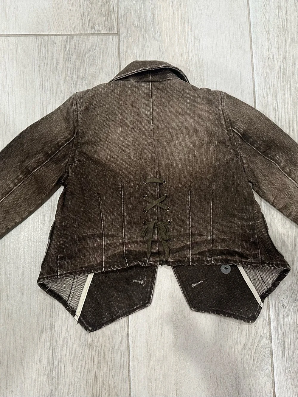Ralph Lauren Girls 3T Distressed Brown Denim Blazer Jacket + Flare Jeans